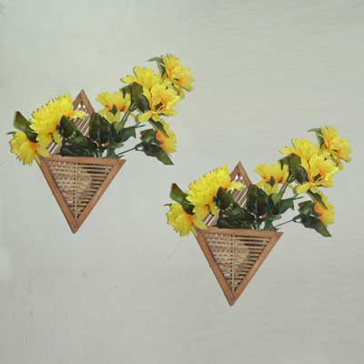 "Bamboo Wall decorative pieces with Artificial flowers  (2 pieces) - Click here to View more details about this Product